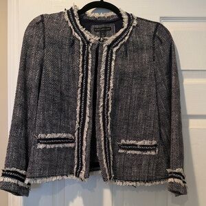 Chico's Black and White Fringe Blazer